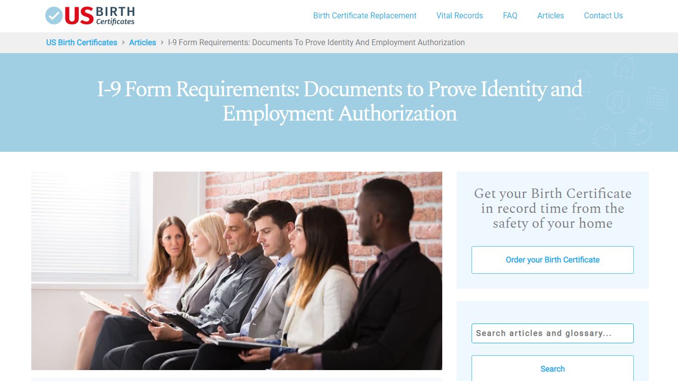 Documents Need For I-9 Job Verification- US Birth Certificate